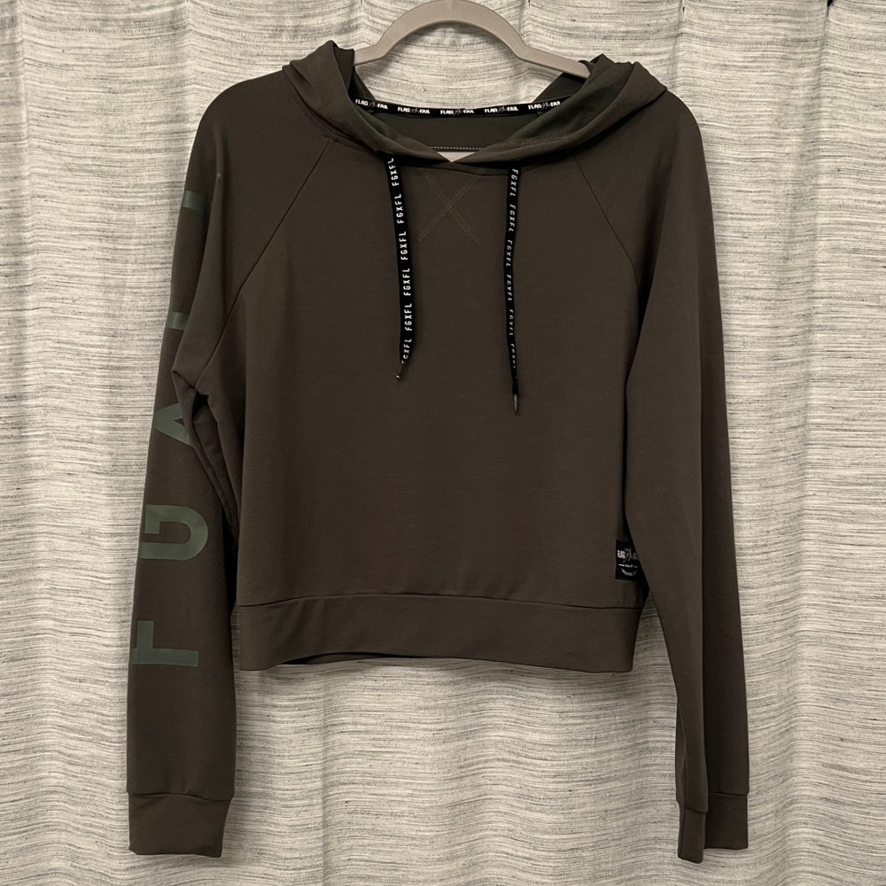 Flag nor fail - women’s olive cropped lightweight hoodie - large